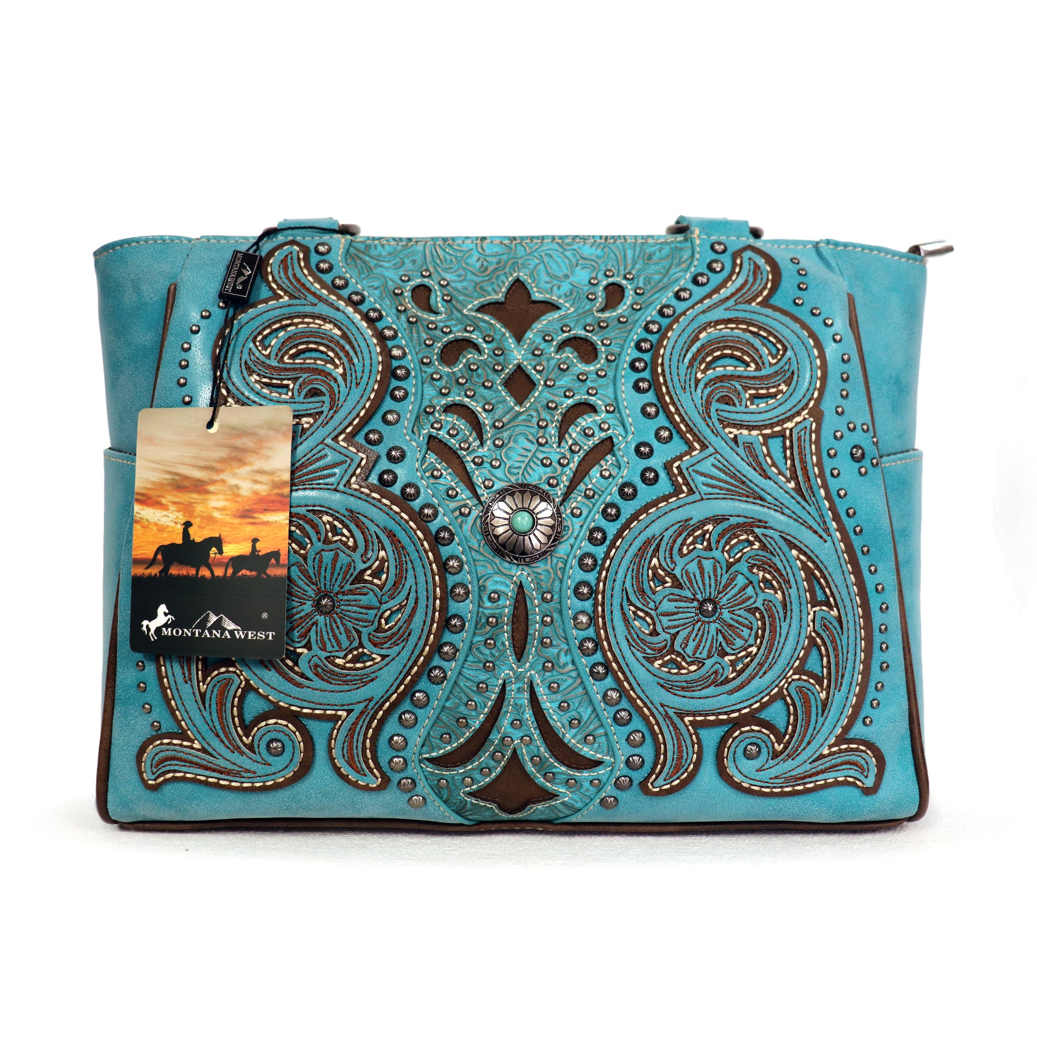 Montana West Teal Embroidered Handbag