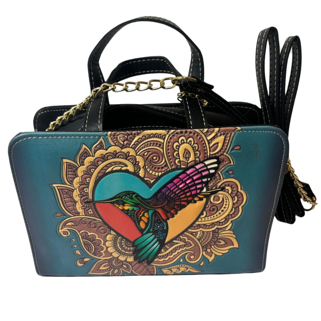 Bohemian Elegance: Artisanal Bird & Floral Handbag