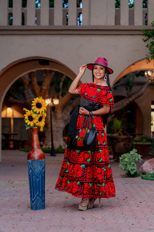 Red Chiapas Regional Costume.