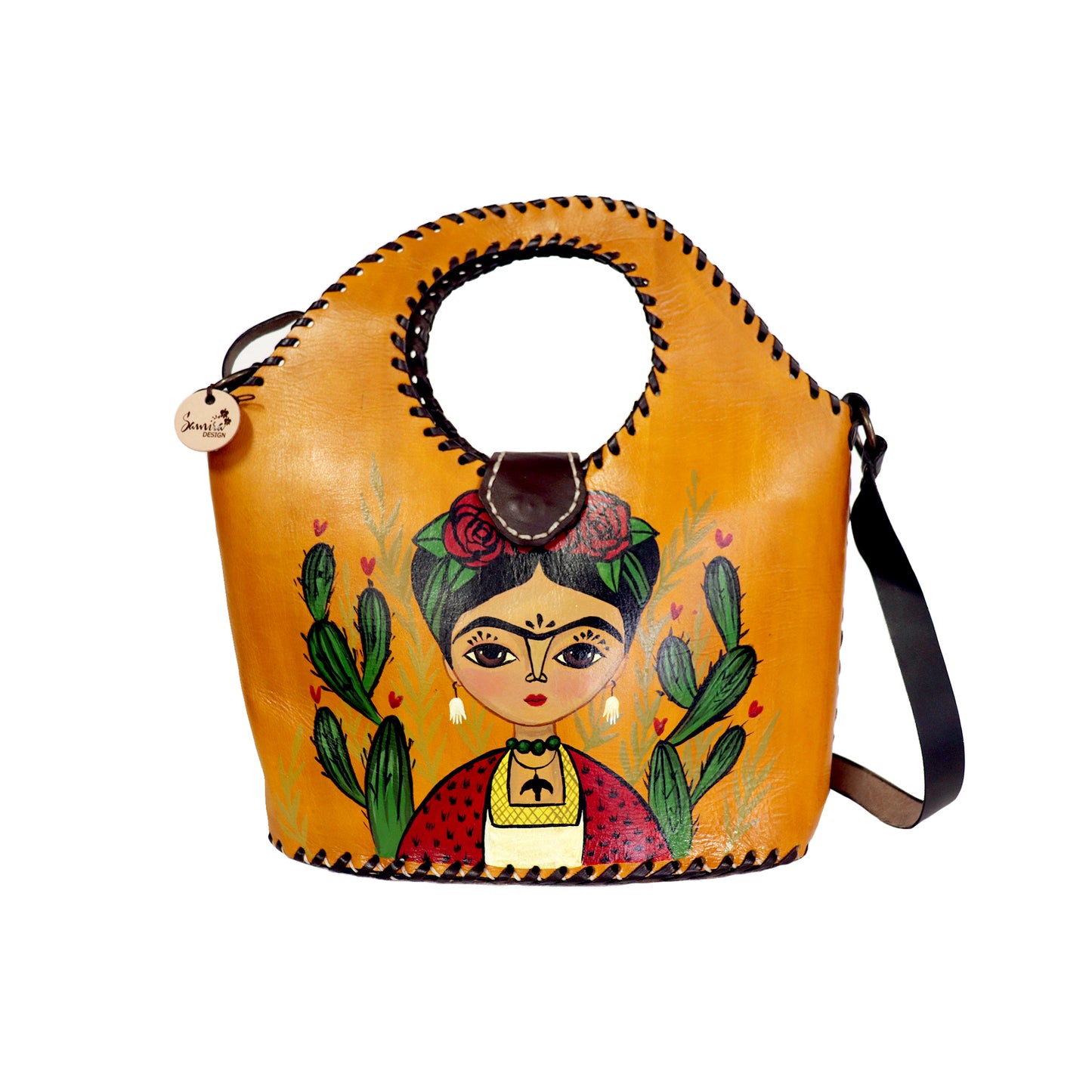 Frida Kahlo - Front Portrait Yellow Hand Bag and Clutch set